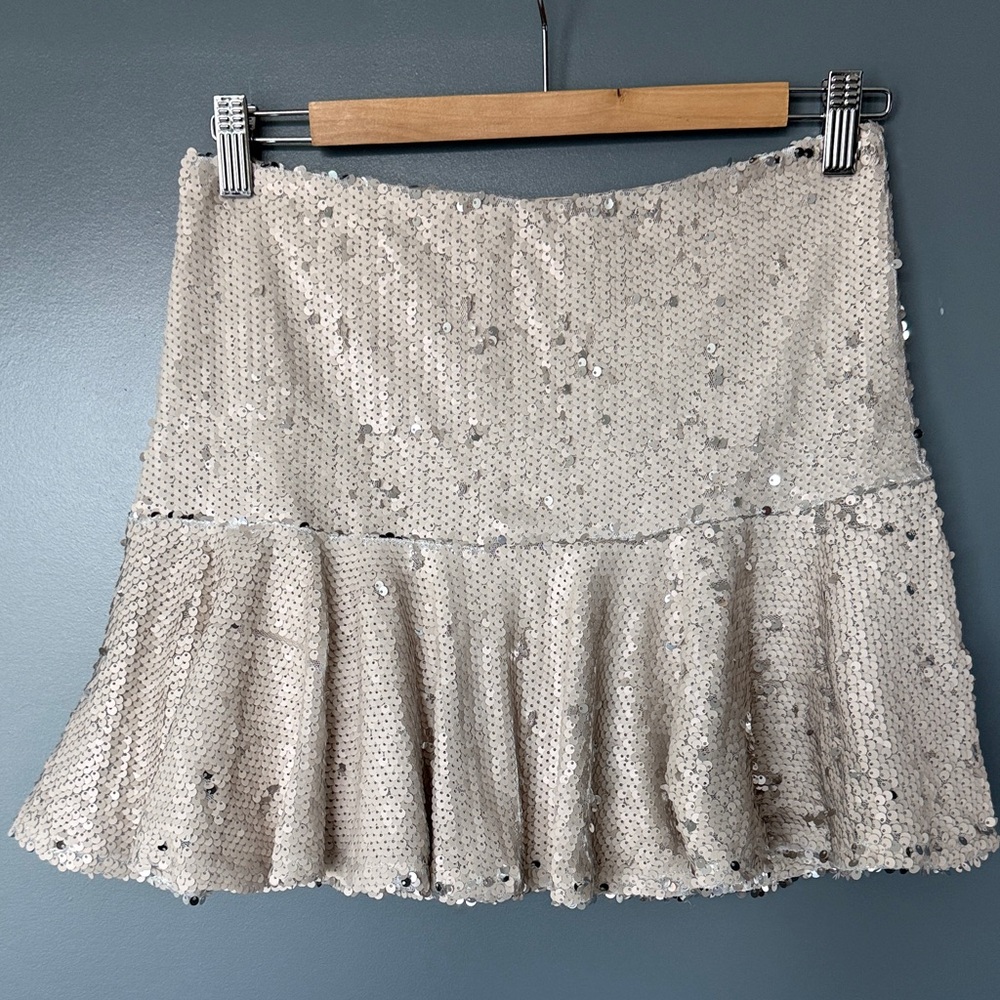 TCEC white & silver Sequin Flare Skirt